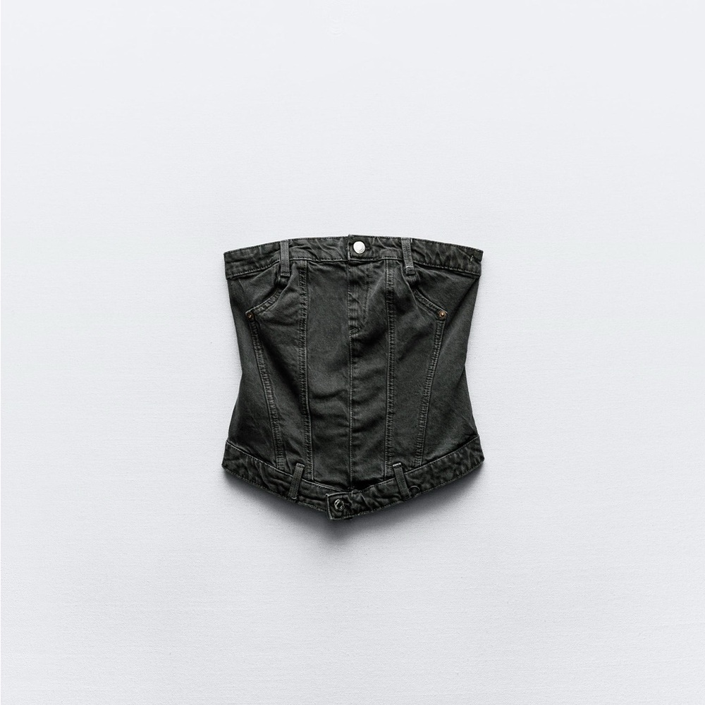 Zara black denim corset top